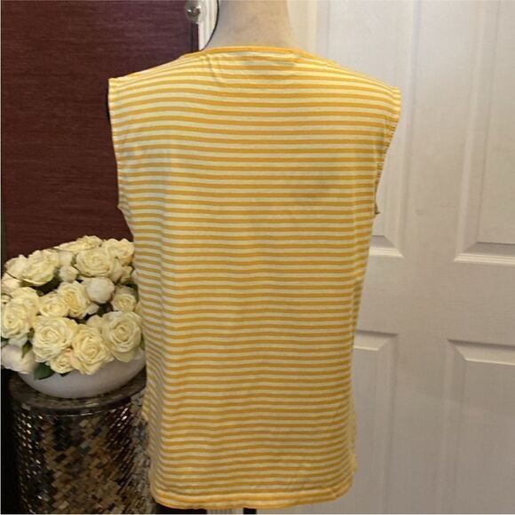 See by Chloe Yellow Striped Sleeveless Top with Bow, US8 - Picture 4 of 9